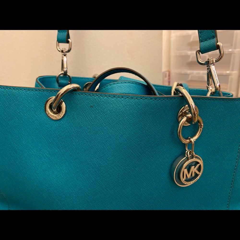 Michael Kors convertible tile blue satchel